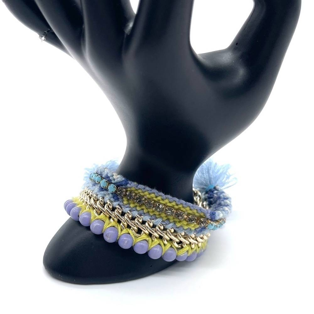 Loft Braided Tassel Bracelet with Rhinestones Accent